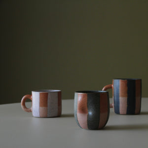 Tri-Colour Stripes Mugs & Cups Bluestone/Blush/Coral