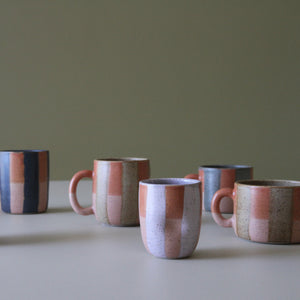Tri-Colour Stripes Mugs & Cups Sandstone/Blush/Coral