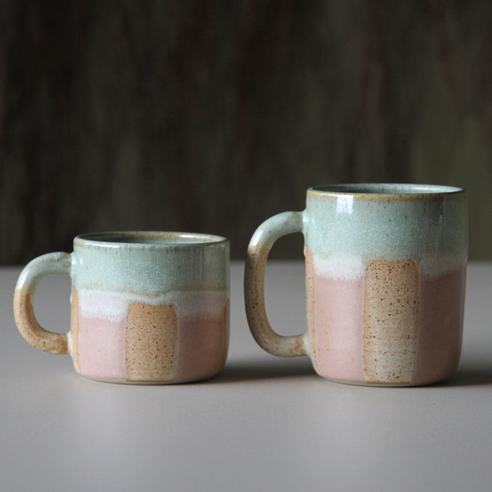 Stripey Mugs Blush/Cream/Green