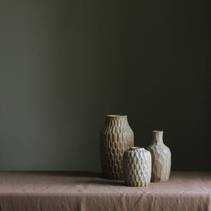 Olive Faceted Vase