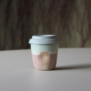 Travel Cups Stripey Blush/Cream/Green