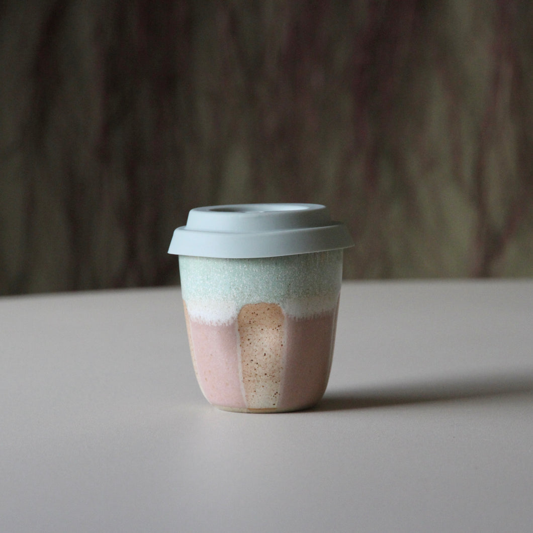 Travel Cups Stripey Blush/Cream/Green