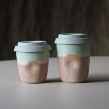 Travel Cups Stripey Blush/Cream/Green
