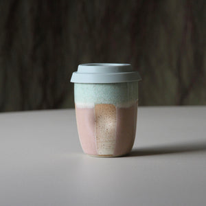 Travel Cups Stripey Blush/Cream/Green