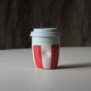 Travel Cups Stripey Red/Pink/Green