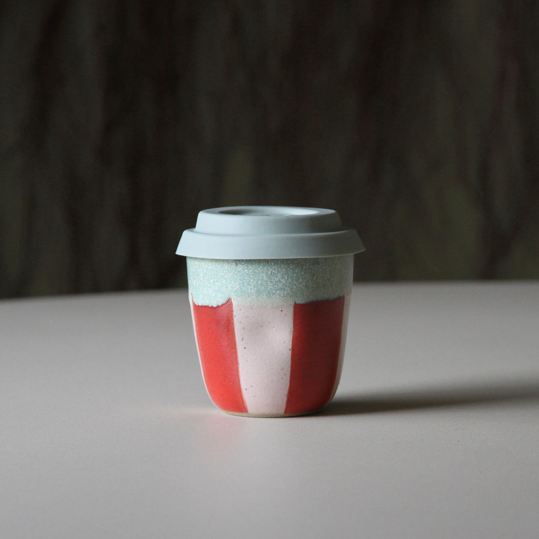 Travel Cups Stripey Red/Pink/Green