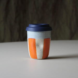 Travel Cups Stripey Orange/Cream/Lilac