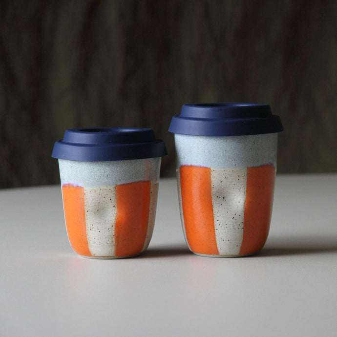 Travel Cups Stripey Orange/Cream/Lilac