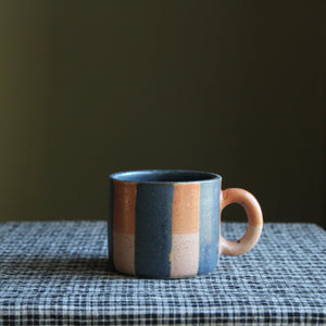 Tri-Colour Stripes Mugs & Cups Lapis Lazuli/Blush/Coral