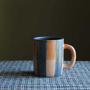 Tri-Colour Stripes Mugs & Cups Lapis Lazuli/Blush/Coral