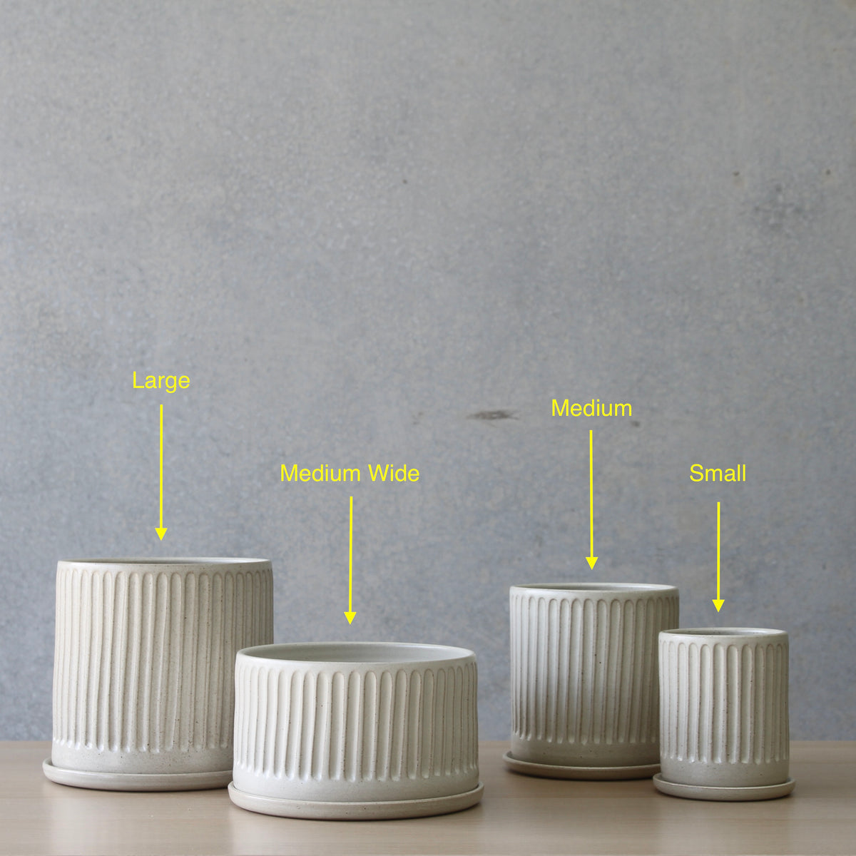 Fluted Planters Stone – Arcadia Scott Ceramics